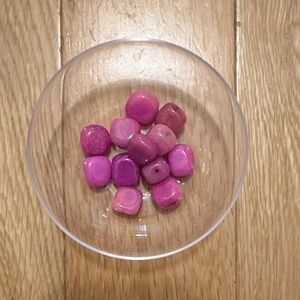 Pink cubed glass bead - qty 12